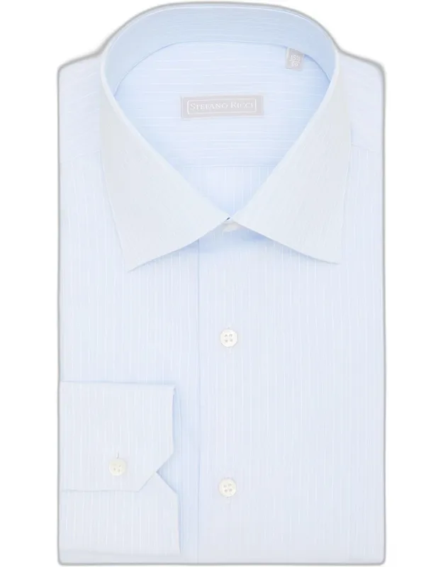 Cotton Multi-stripe Point Collar Dress Shirt