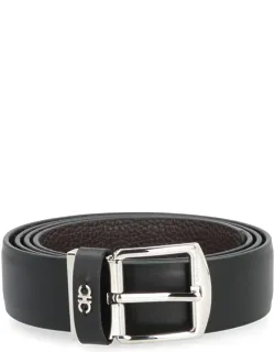 Reversible Leather Belt - 3 Cm Height, 4x4 Cm Buckle