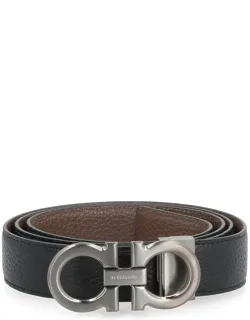 Reversible Leather Belt, 3 Cm Height, 7.5x3.5 Cm Buckle
