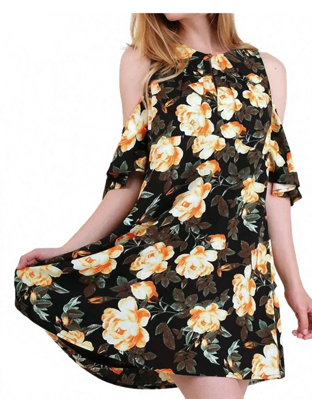 Floral Cold Shoulder Dress