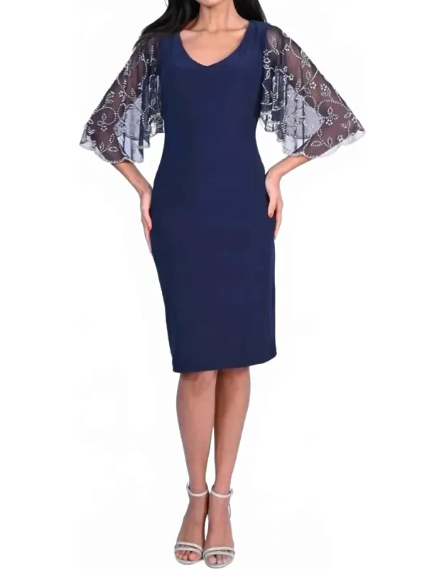 V-neck Silky Jersey Knit Dress