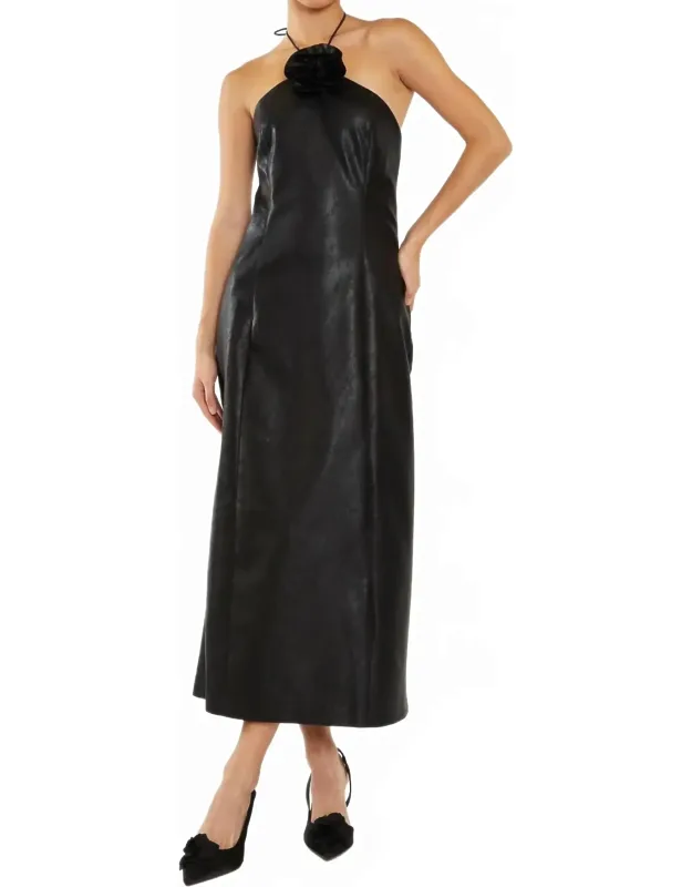Faux Leather Flower Dress