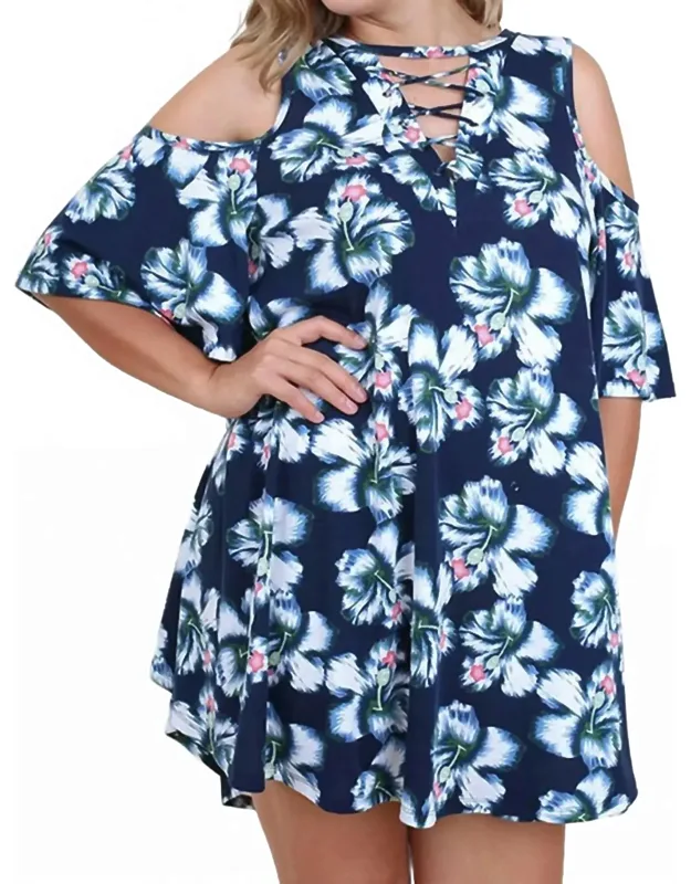 Floral Cold Shoulder Criss Cross Dress