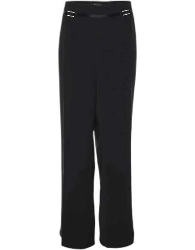 Fabric Crystal Embellished Wide Leg Pants
