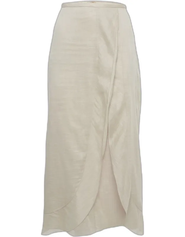 Light Pink Muslin Cotton Draped Maxi Skirt