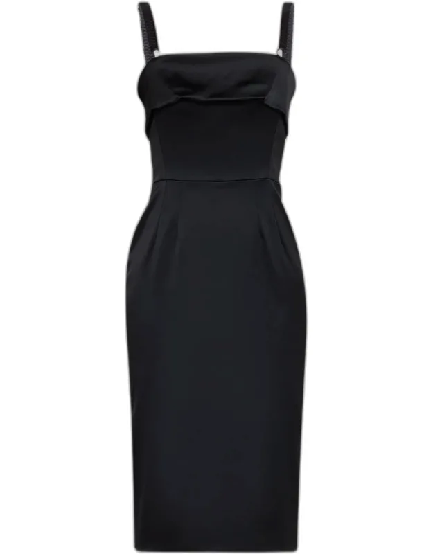Satin Sleeveless Sheath Midi Dress