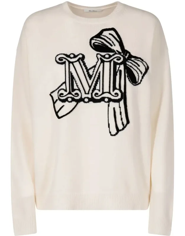 Wool And Cashmere Pullover With Velvet Effect Embroidery