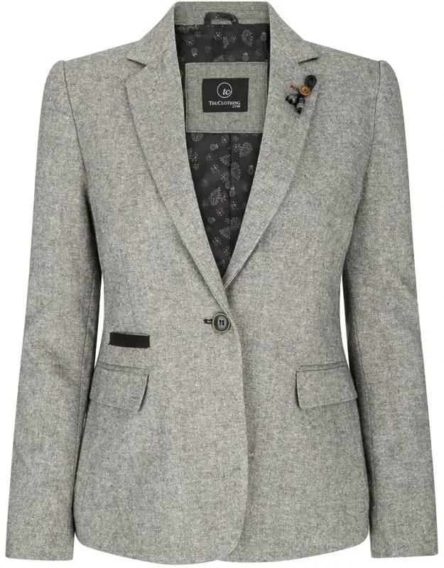 Blazer In Tweed Herringbone Wool Acrylic Blend
