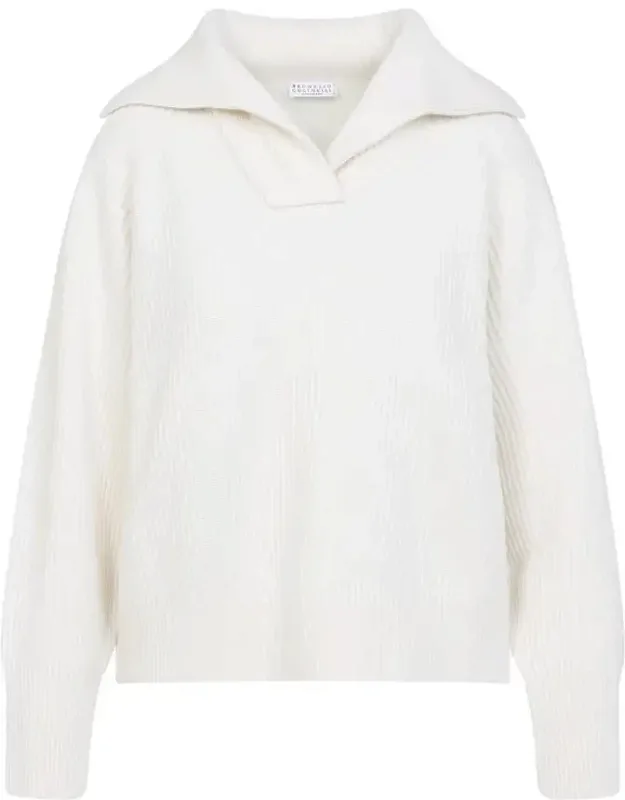 Polo Neck Wool Cashmere Silk Blend Sweater