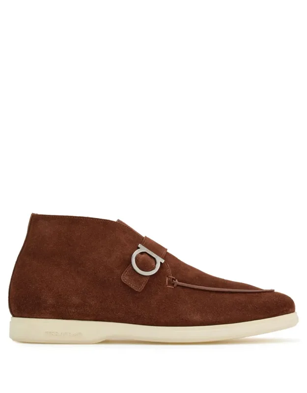 Gancini-buckle Suede Boots