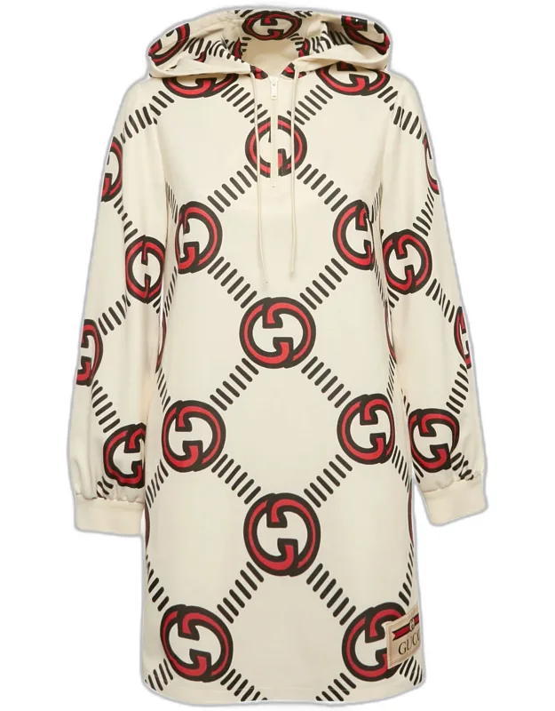 Cream Jersey Hoodie Dress