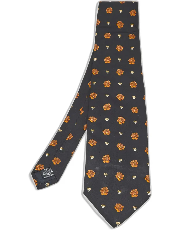 Floral Print Silk Traditional Tie