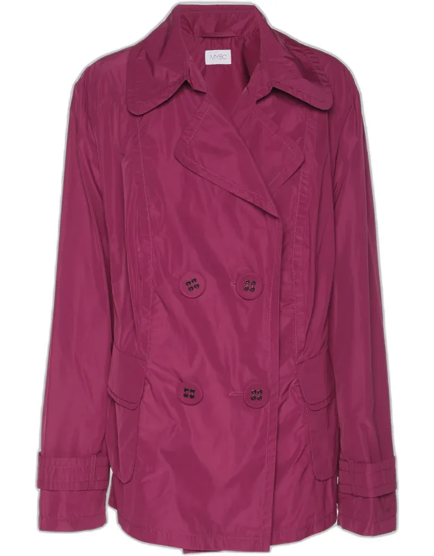 Nylon Double Breasted Belted Blazer