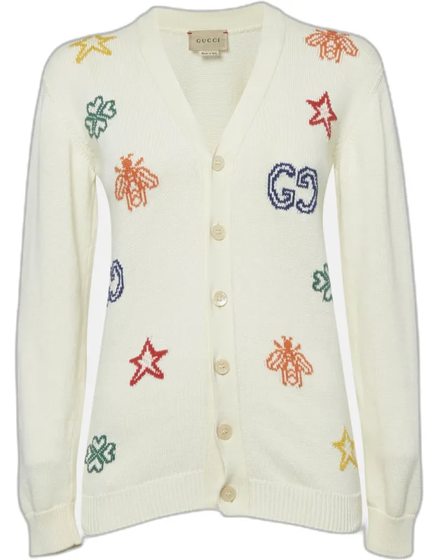 Intarsia Cotton Knit Cardigan