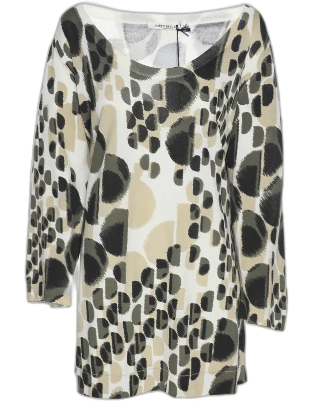 Multicolor Jersey Neck Scoop 3/4 Sleeve Sweater