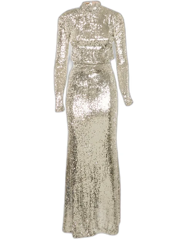 Sequin Embellished Mesh Maxi Dress