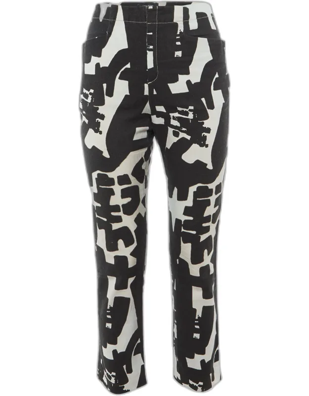 Monochrome Printed Cotton Regular Fit Jeans