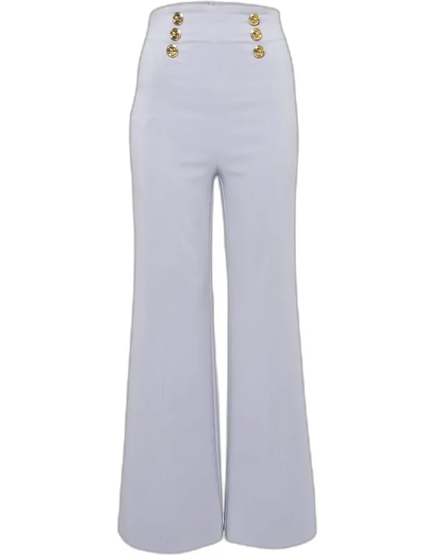 Lavender Crepe Button Detail Flared Trousers