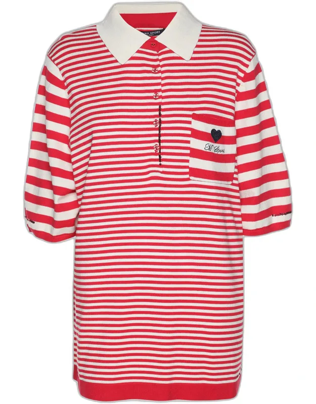 Striped Knit Polo T-shirt