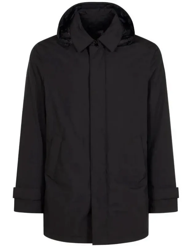 Herno Coat With Concealed Front Fastening And Long Sleeves