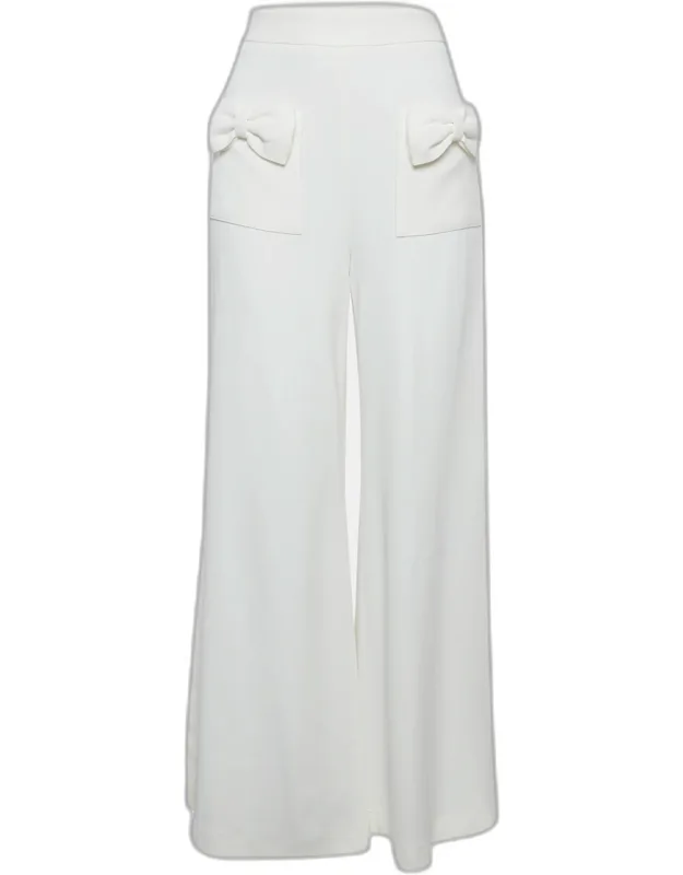 Crepe Bow Detail Flared Trousers