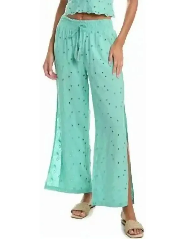 Floral Eyelet Gaucho Pants