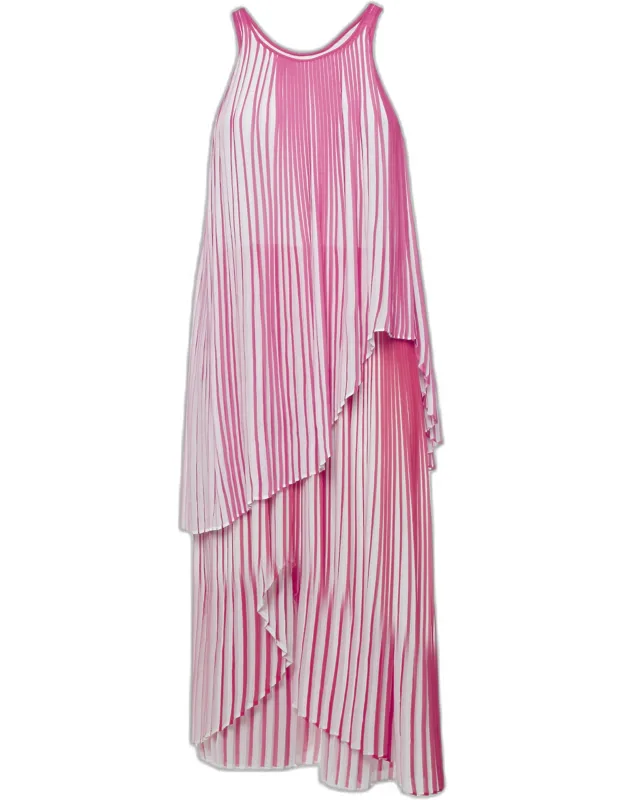 Pleated Crepe Sleeveless Dress