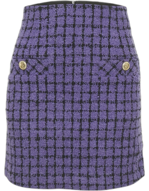 Checkered Tweed Mini Skirt