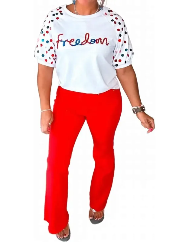 Let Freedom Ring Sequin Sleeve Top