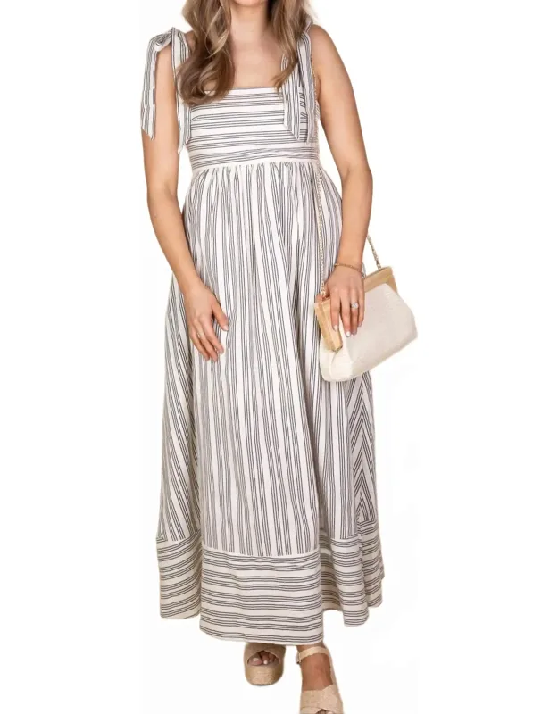 Linen Striped Maxi Dress
