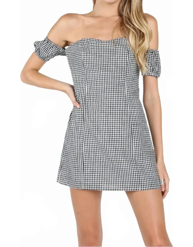 Off The Shoulder Gingham Dress