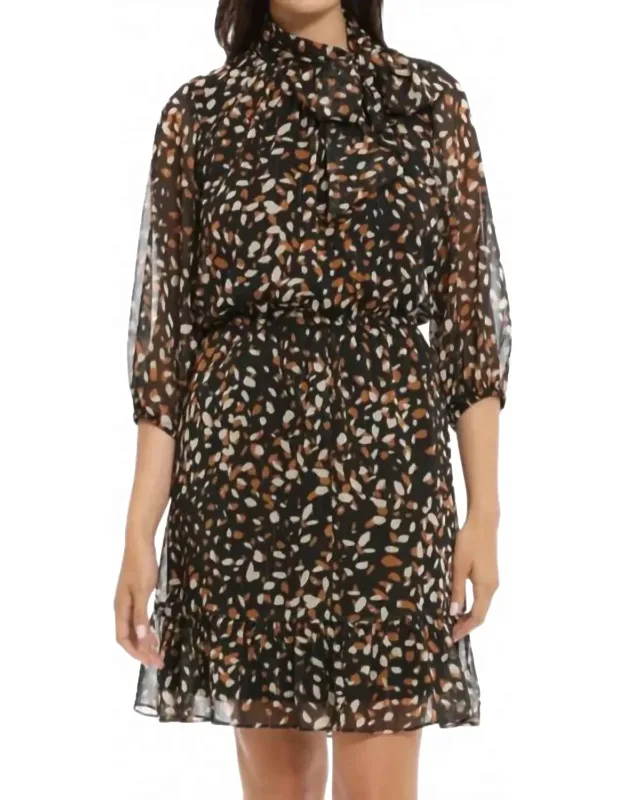 Leaf Printed Lurex Dress