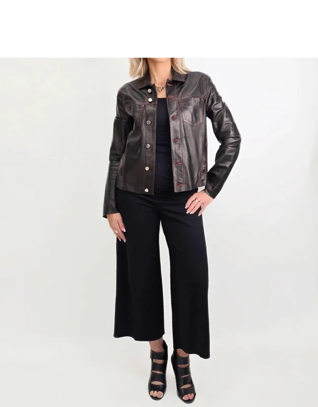 Crop Stitched Leather Jacket