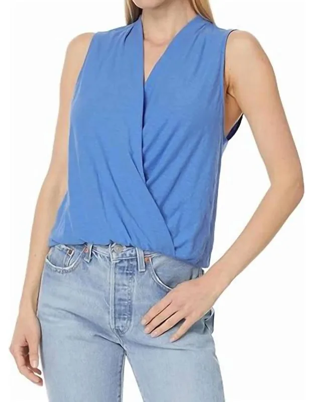 Sleeveless Faux Wrap Top