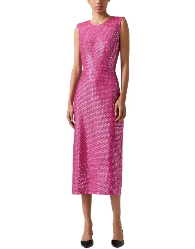 Embellished Crewneck Midi Dress