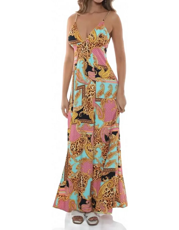 Daydream Chain Bralette Side Slit Maxi Dress