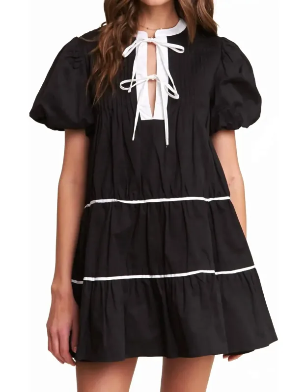 Contrast Detail Mini Dress