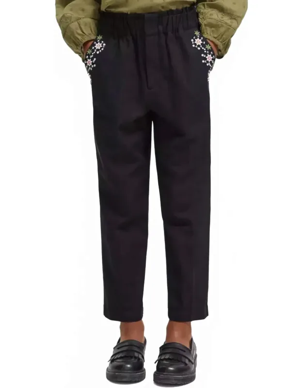 High Rise Embroidered Pants