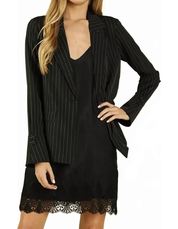 Power Hour To Happy Hour Striped Blazer