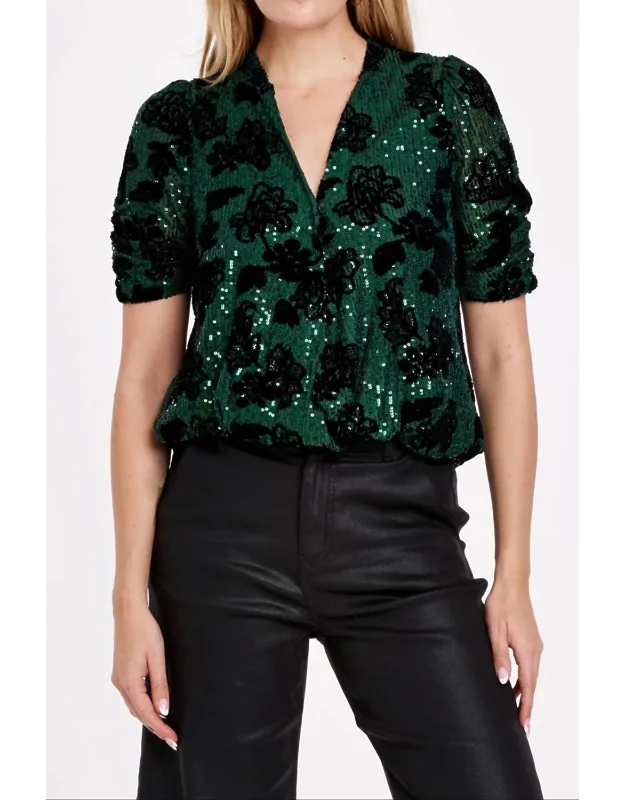 Yazmine Sequin Wrap Top