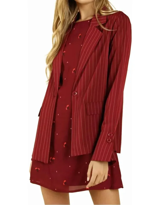 Power Hour To Happy Hour Striped Blazer