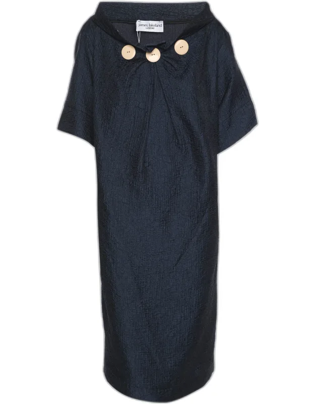 Jacquard Button Waffle Mini Dress