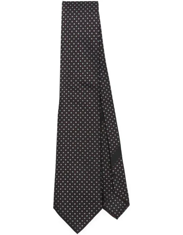 Geometric-pattern Silk Tie
