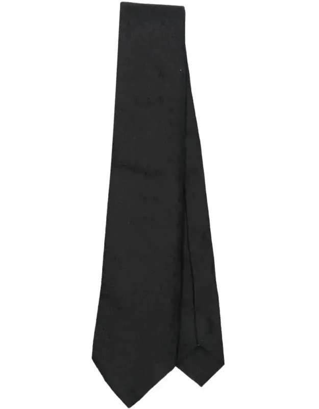Embroidered Logo Silk Tie