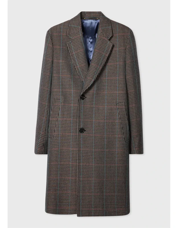 Multi-houndstooth Wool-blend Overcoat