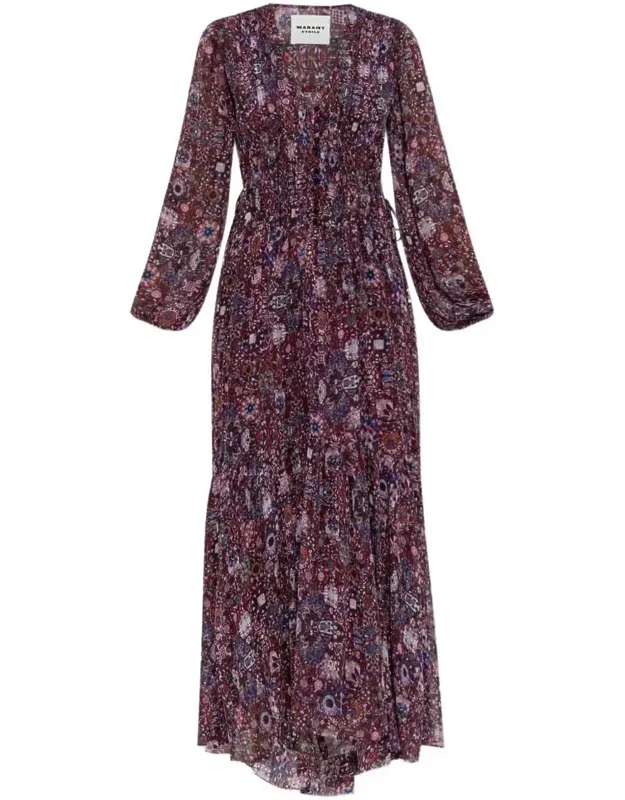Briane Long Printed Crepe Dress