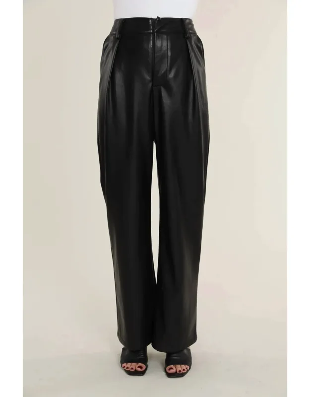 Vegan Leather Wide Leg Trousers