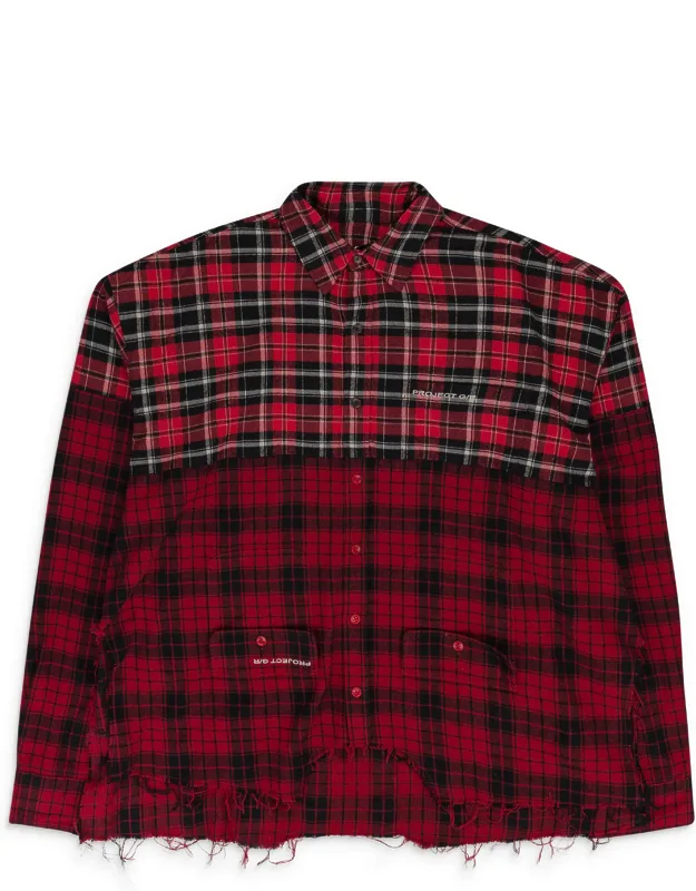 Upside-down Checked Button-down Shirt