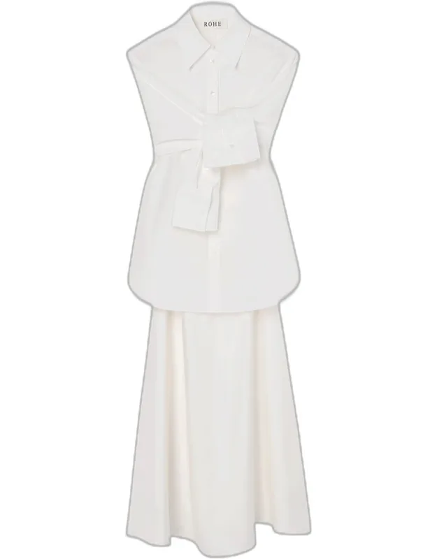 Silk-poplin Combo Gilet Maxi Dress