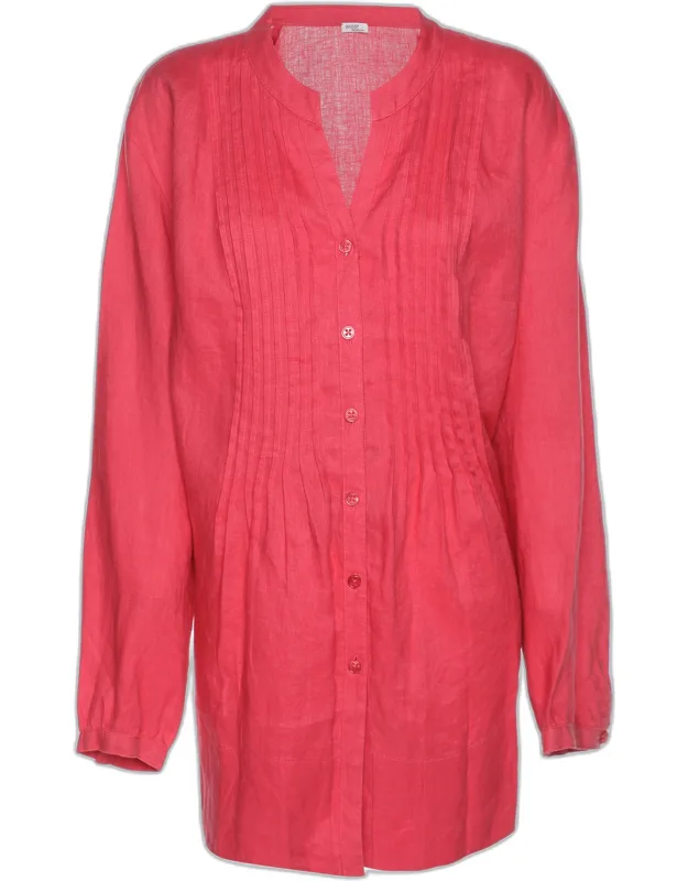 Linen Pintuk Plain Long Sleeve Shirt
